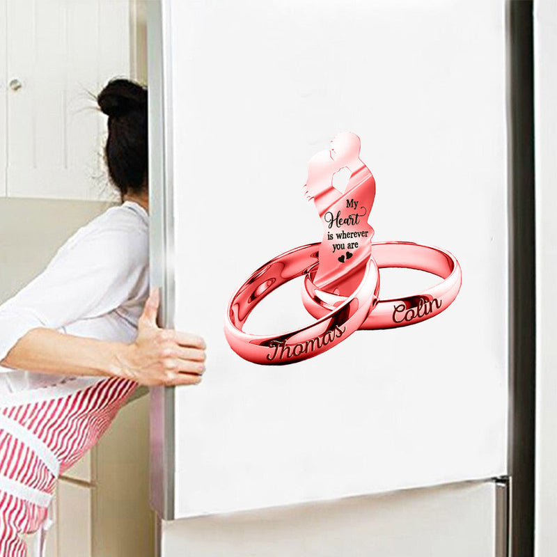 Couple God Blessed The Broken Road Wedding Rings Personalized Decal Sticker Refrigerator Magnet