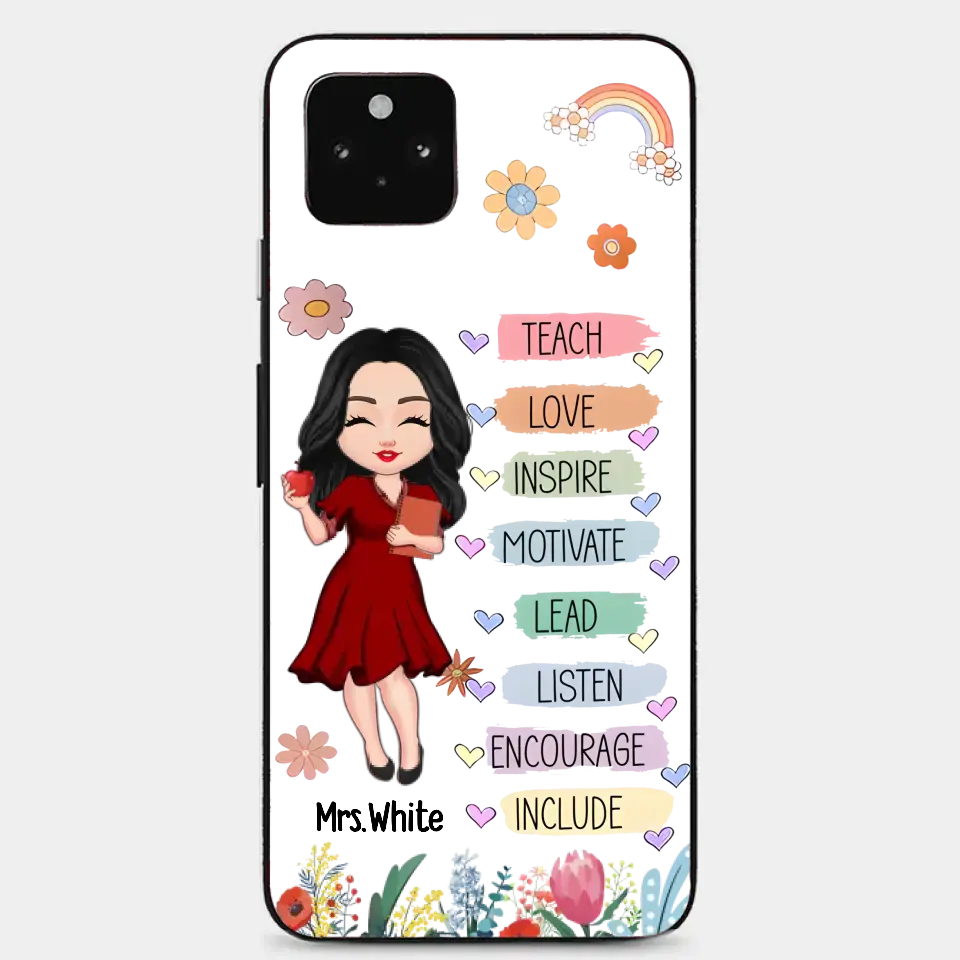 Teacher Floral Rainbow Personalized Phone case Teacher Appreciation Thank