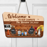 Personalized Camping Family Wooden Sign - Couple/Parents/Single Parent With Upto 3 Kids And 3 Pets - Gift Idea For Family/ Camping/ Dog/Cat Lover - Welcome To Our Campsite
