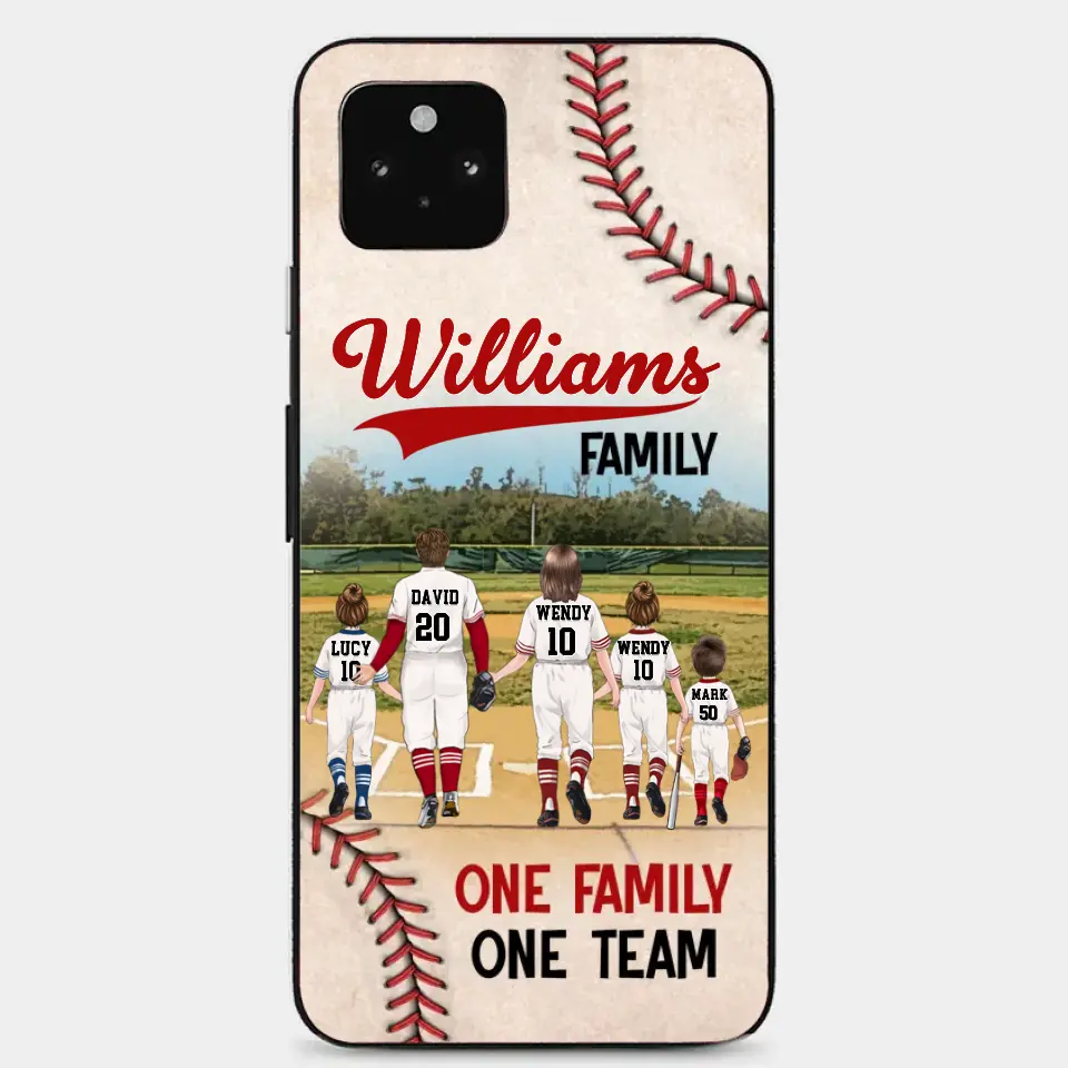 Custom Personalized Baseball Family Phone Case - Upto 3 Children - Gift Idea For Valentine's Day/Birthday/Anniversary/ Mother's Day Gift For Wife From Husband - One Family One Team - Case for iPhone/Samsung