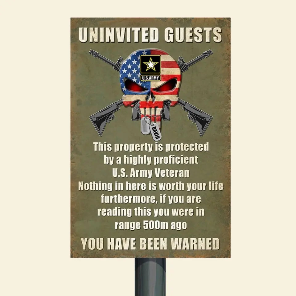Veteran Metal Sign - Custom Military Unit - This Property Is Protected By A Highly Proficient