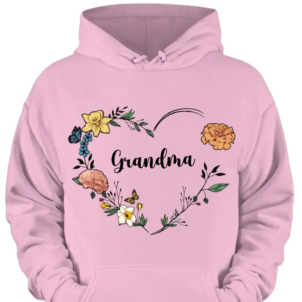 Custom Grandma Birth Month Flower Shirt