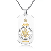 Personalized US Army Veteran Rank Camo Custom Name & Time Necklace Printed