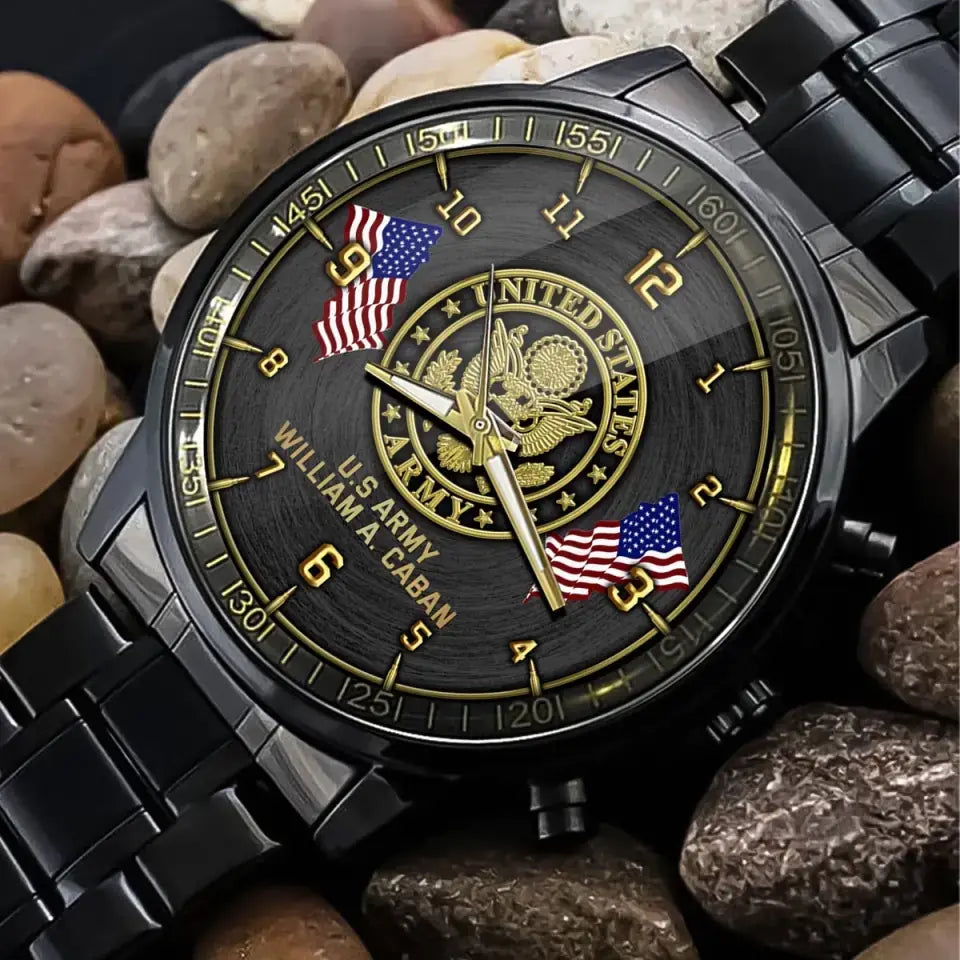 Personalized US Veteran Custom Name Watch Printed