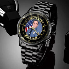 Personalized Upload Your Photo Custom Rank & Name Watch Printed