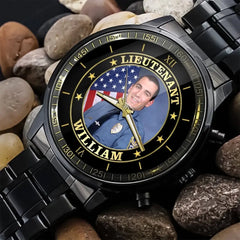 Personalized Upload Your Photo Custom Rank & Name Watch Printed