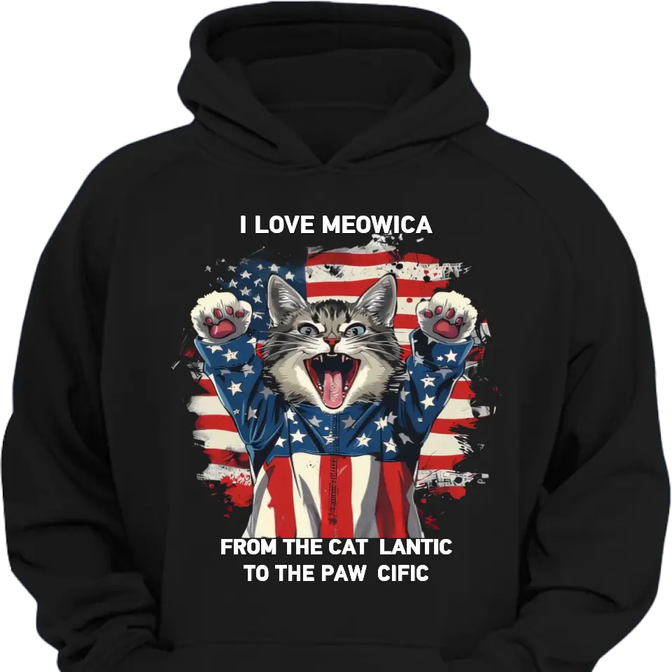 July 4th I Love Meowica From The Cat-lantic To The Paw-cific - Funny Independence Day Cat Classic T-Shirt