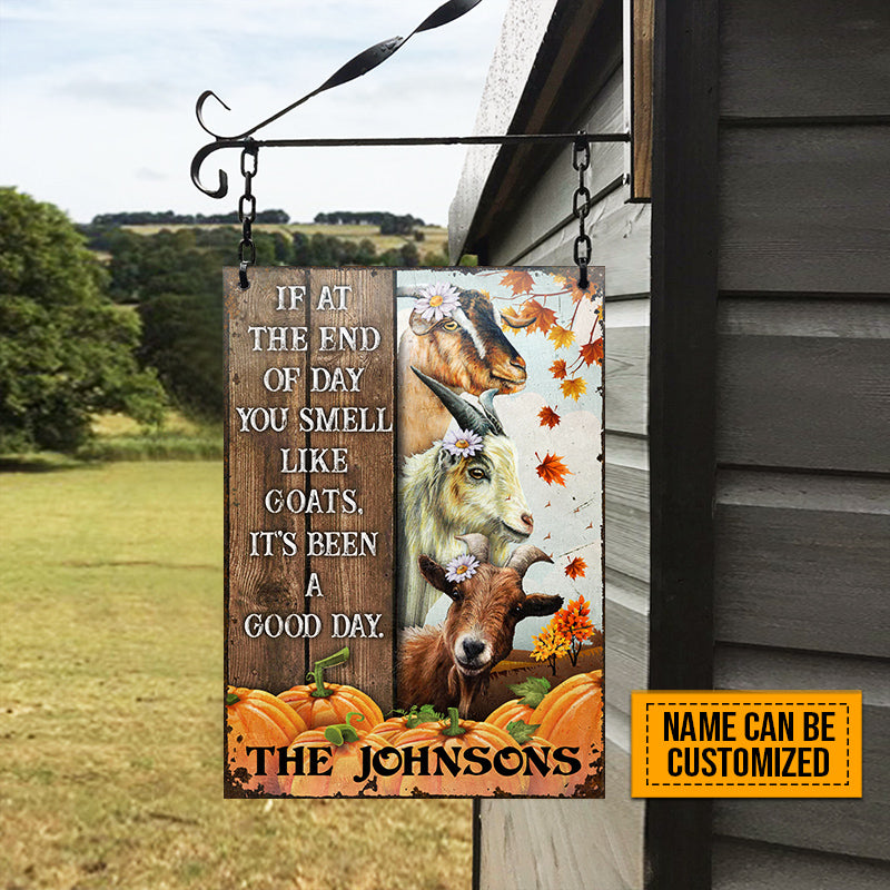 Goat Farm, Autumn Barn, Fall Farmhouse, Pumpkin Custom Classic Metal Signs