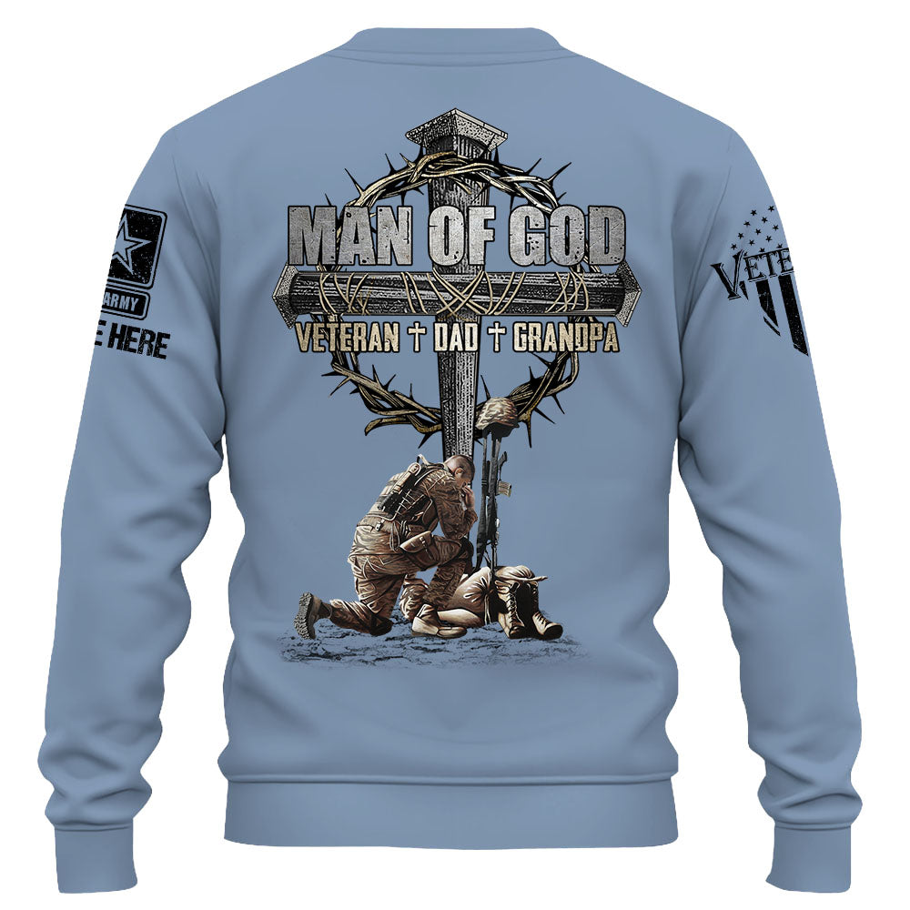 Man Of God Veteran Dad Papa Personalized Shirt For Father's Day Veteran Grandpa