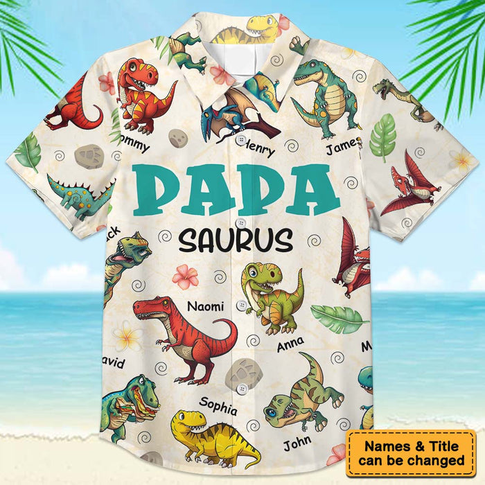 Personalized Gift For Grandpa Papasaurus Dinosaur Hawaiian Shirt