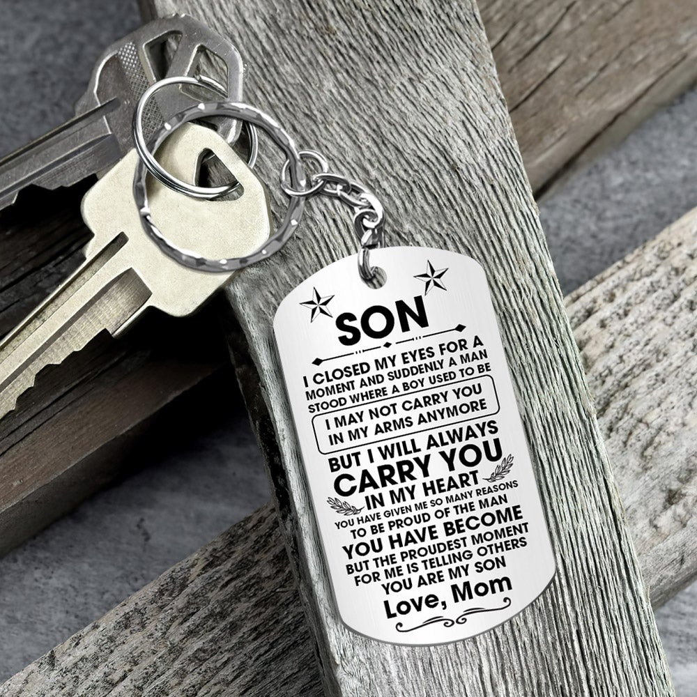 Custom Keychain Gift For Son - Personalized Gifts For Son - I Closed My Eyes For But A Moment And Suddenly Aluminium Keychain