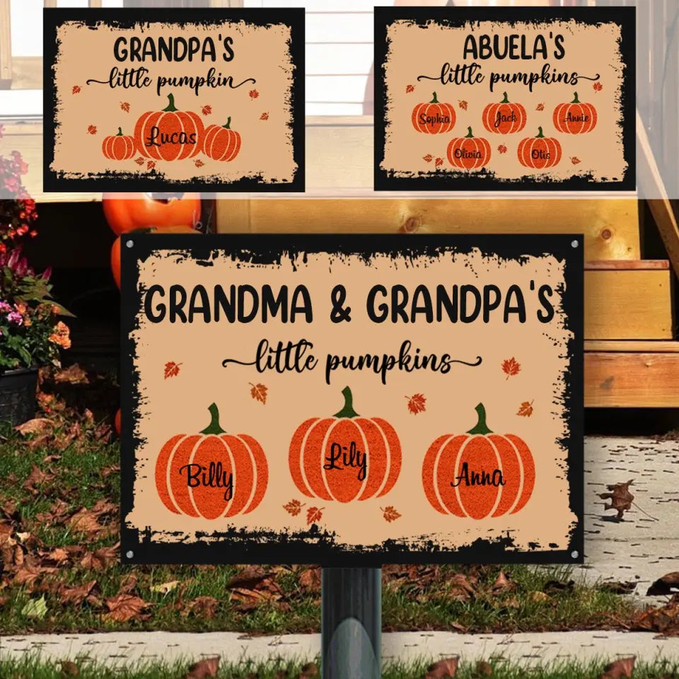 Grandparents Little Pumpkins - Personalized Autumn Halloween Metal Sign