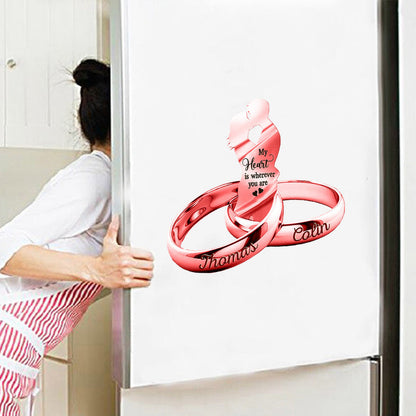 Couple God Blessed The Broken Road Wedding Rings Personalized Decal Sticker Refrigerator Magnet