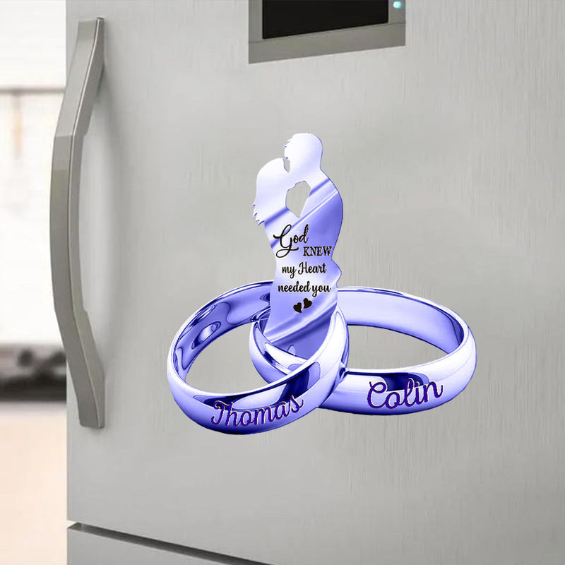 Couple God Blessed The Broken Road Wedding Rings Personalized Decal Sticker Refrigerator Magnet