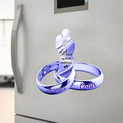 Couple God Blessed The Broken Road Wedding Rings Personalized Decal Sticker Refrigerator Magnet