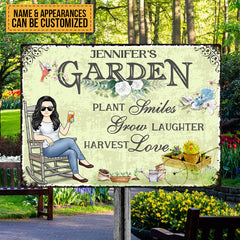 Plant Smiles Grow Laughter Harvest Love - Garden Sign - Personalized Custom Classic Metal Signs