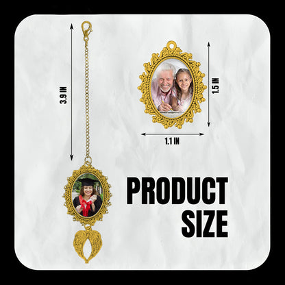 Personalized Graduation Tassel Photo Charm with Angel Wings - Memorial Graduation Gift