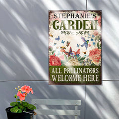 Personalized Garden Pollinators Welcome Customized Classic Metal Signs - Garden Signs - Gift For Garden Lovers