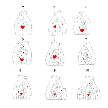 (Shipping Worldwide)Personalized Bear Family Wooden Art Puzzle, Gift For Family