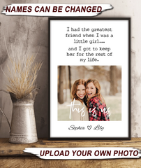 Sister Personalized Poster, Personalized Gift for Besties, Sisters, Best Friends, Siblings