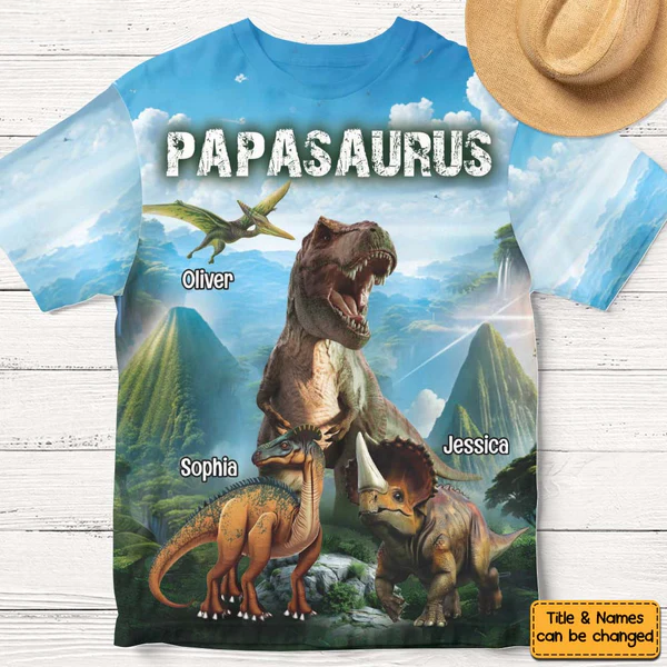 Gift for Grandpa Dad Papasaurus All-over Print T-shirt