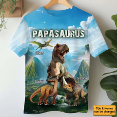 Gift for Grandpa Dad Papasaurus All-over Print T-shirt