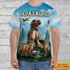 Gift for Grandpa Dad Papasaurus All-over Print T-shirt