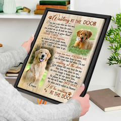 Personalized Pet Memorial Gifts, Two Pet Portraits Waiting at the Door Poem Photo Gift