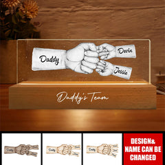 Daddy's Team Fist Bump Personalized Acrylic LED Night Light