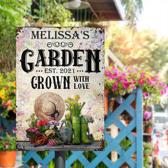 Gardening Floral Grown With Love Custom Classic Metal Signs - Garden Signs - Gift For Garden Lovers