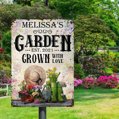 Gardening Floral Grown With Love Custom Classic Metal Signs - Garden Signs - Gift For Garden Lovers