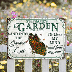 Personalized Garden Floral Art Find My Soul Custom Classic Metal Signs - Garden Signs - Gift For Garden Lovers