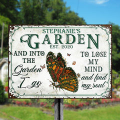 Personalized Garden Floral Art Find My Soul Custom Classic Metal Signs - Garden Signs - Gift For Garden Lovers