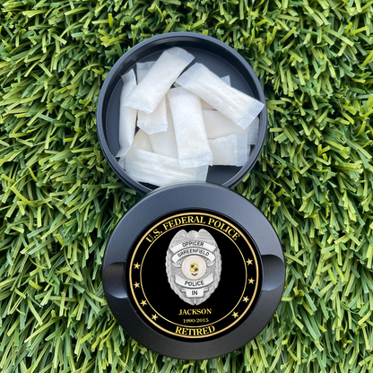 Custom Engraved Metal Nicotine Pouches Can for Law Enforcement Officers