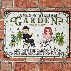 And Into The Garden We Go Gardening - Garden Sign For Couples - Personalized Custom Classic Metal Signs