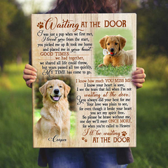 Personalized Pet Memorial Gifts, Two Pet Portraits Waiting at the Door Poem Photo Gift