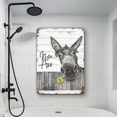 Funny Donkey Sunflower Bathroom Metal Sign Wall Decor Farmhouse Sign For Toilet Restroom Washroom Decor Gifts Vintage Retro Poster Plaque Donkey Accessories Farm Decor