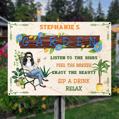 And Into The Garden I Go Gardening Girl - Personalized Custom Classic Metal Signs - Garden Signs - Gift For Garden Lovers