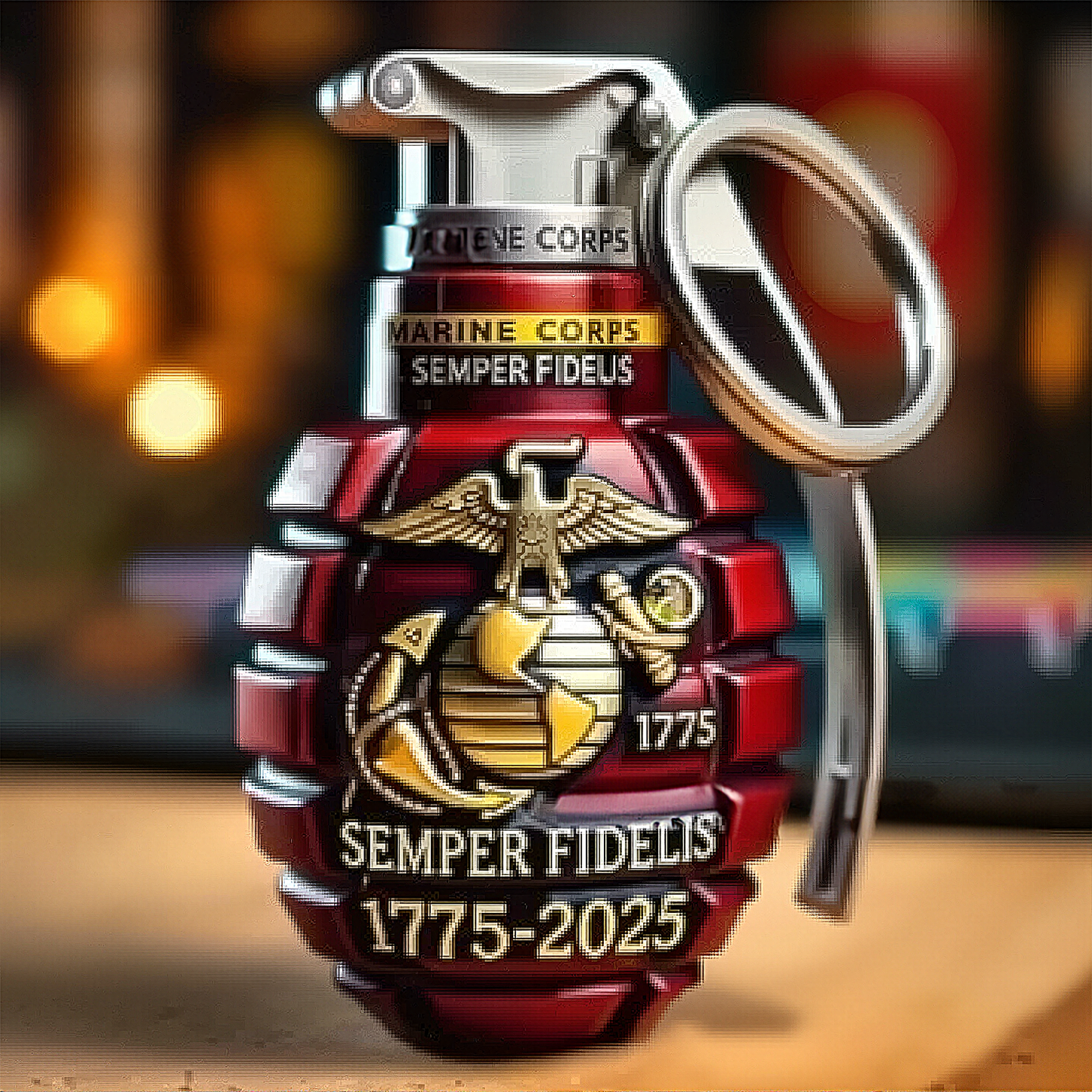 250th Anniversary U.S. Armed Forces Grenade Resin Craft - Commemorative Desktop and Car Decor