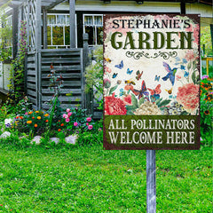 Personalized Garden Pollinators Welcome Customized Classic Metal Signs - Garden Signs - Gift For Garden Lovers