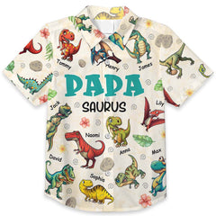 Personalized Gift For Grandpa Papasaurus Dinosaur Hawaiian Shirt