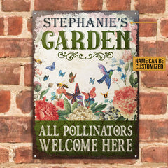 Personalized Garden Pollinators Welcome Customized Classic Metal Signs - Garden Signs - Gift For Garden Lovers