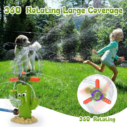 Spinning Cactus Sprinkler - Outdoor Auto Watering Toy for Garden and Backyard Fun