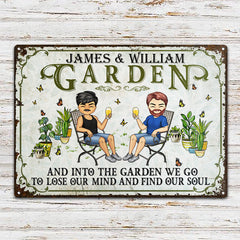 And Into The Garden We Go Gardening - Garden Sign For Couples - Personalized Custom Classic Metal Signs