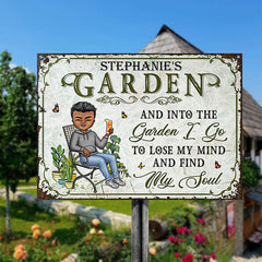 And Into The Garden I Go Gardening Gender - Garden Sign - Personalized Custom Classic Metal Signs