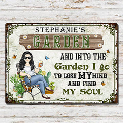 And Into The Garden I Go Gardening Girl - Garden Sign - Personalized Custom Classic Metal Signs