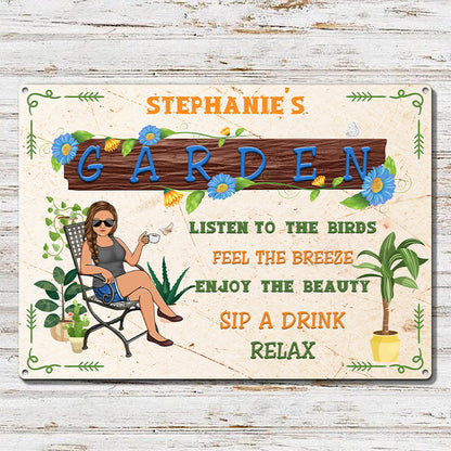 And Into The Garden I Go Gardening Girl - Personalized Custom Classic Metal Signs - Garden Signs - Gift For Garden Lovers
