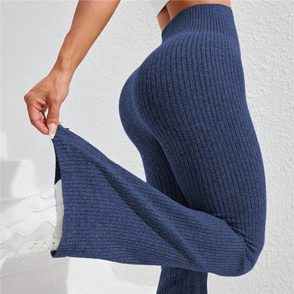 High Waisted Threaded Horn Yoga Pants, Hip Lifting Fitness Pants