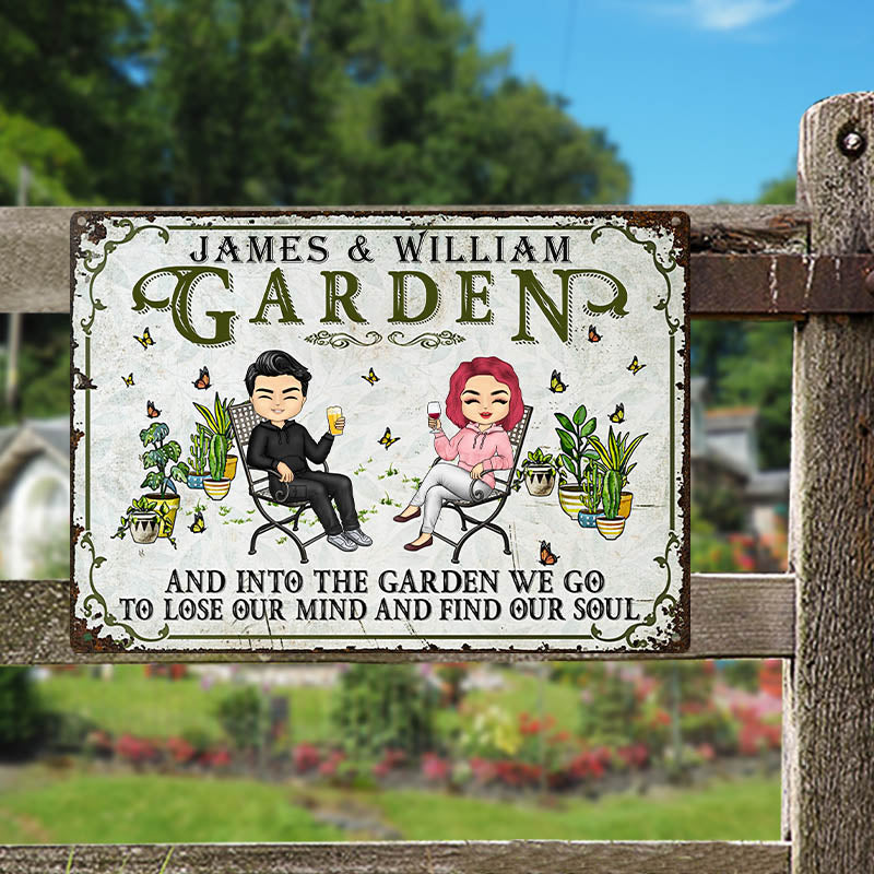And Into The Garden We Go Gardening - Garden Sign For Couples - Personalized Custom Classic Metal Signs