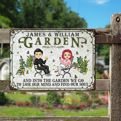 And Into The Garden We Go Gardening - Garden Sign For Couples - Personalized Custom Classic Metal Signs
